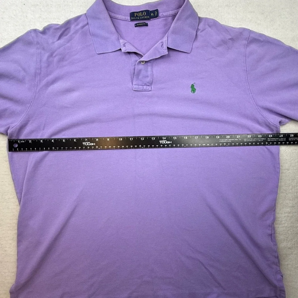 Polo Ralph Lauren Mens Classic Fit Pique Polo Shirt Purple XL‎ Green Pony Logo